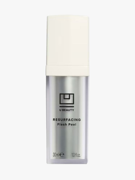 U Beauty Resurfacing Facial Peel in branded component on a light gray background